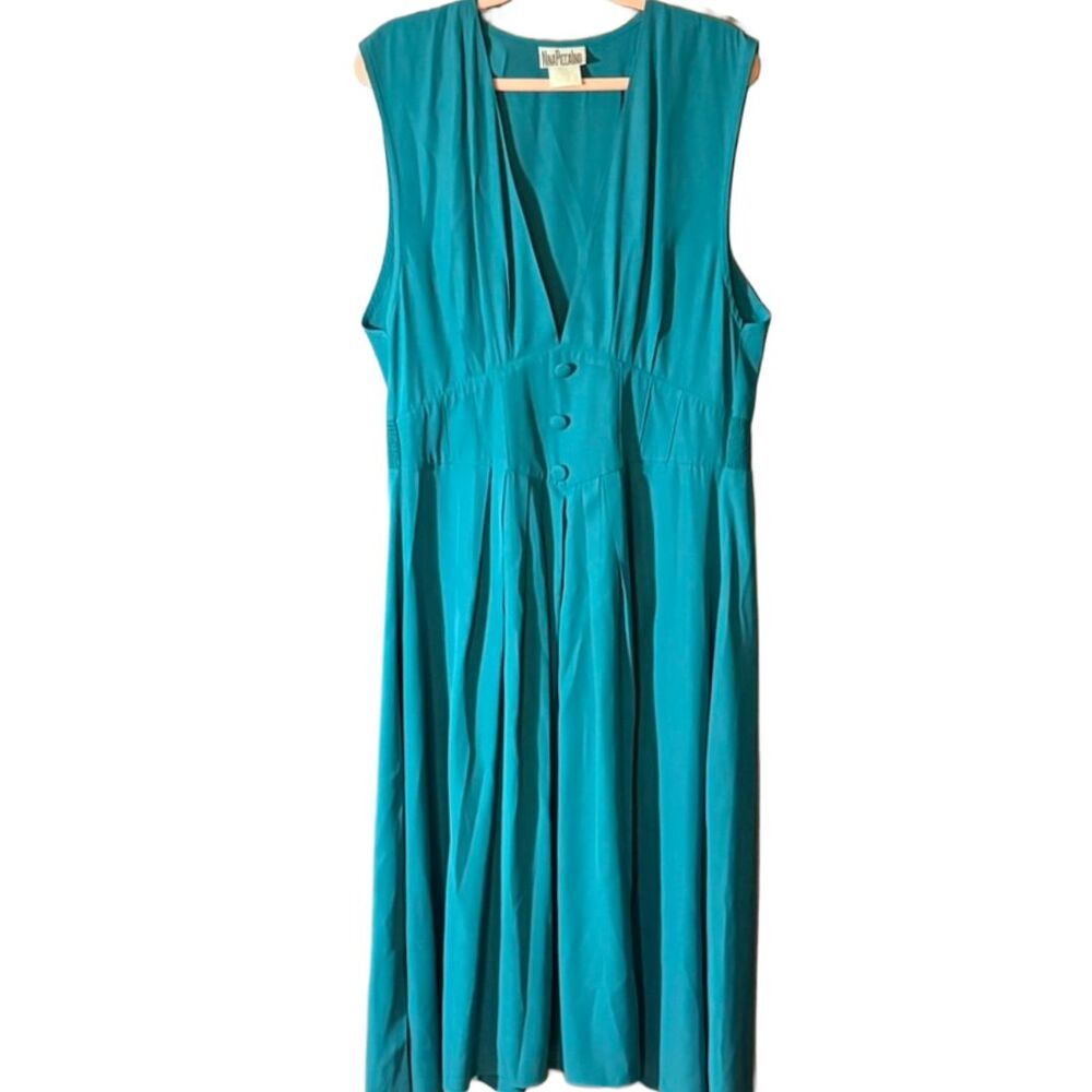 Vintage 90s Nina Piccalino Teal Midi Dress | Wedding Guest Bridesmaid - Picture 9 of 9